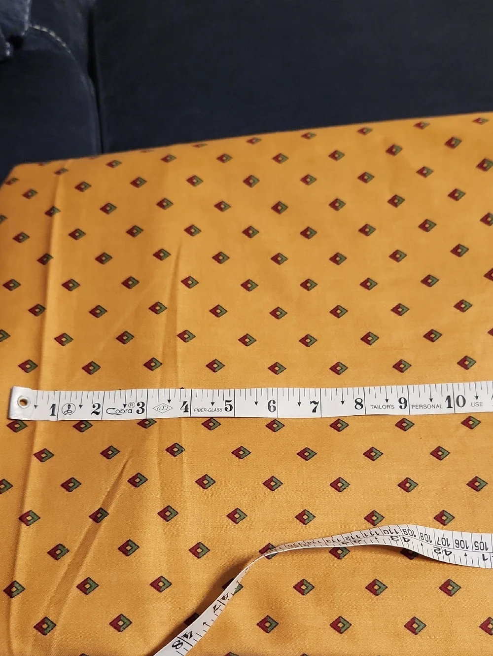Mustard Yellow Diamond Print Fabric Screen Print By Jacklyn Nash Vintage 6.5  yr